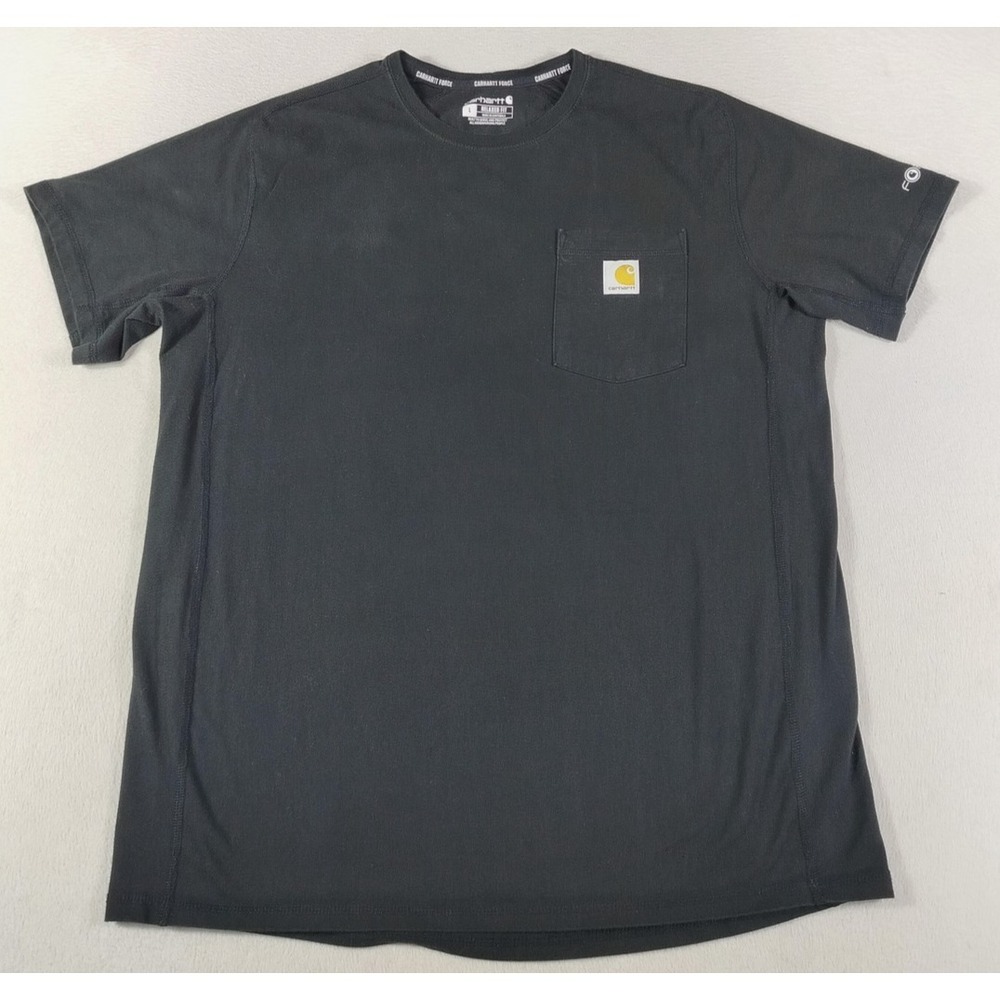 Carhartt Force Shirt Mens Large Black Relaxed Fit Pocket Workwear Tee Durable